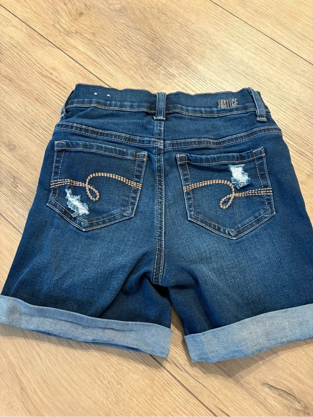 Justice Rolled Cuff Denim Shorts